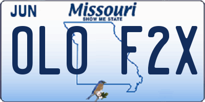 MO license plate OL0F2X