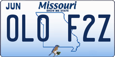 MO license plate OL0F2Z