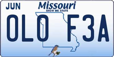 MO license plate OL0F3A