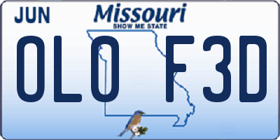 MO license plate OL0F3D