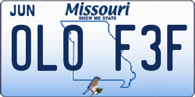MO license plate OL0F3F