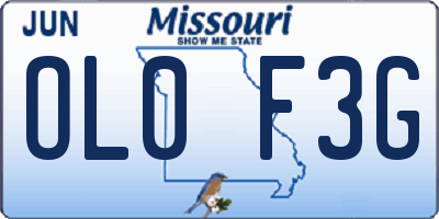 MO license plate OL0F3G