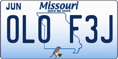 MO license plate OL0F3J