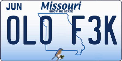 MO license plate OL0F3K