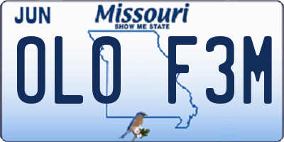 MO license plate OL0F3M