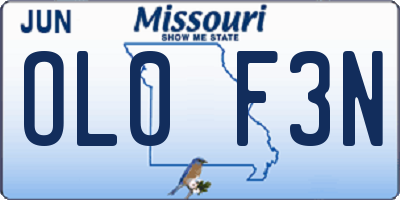 MO license plate OL0F3N