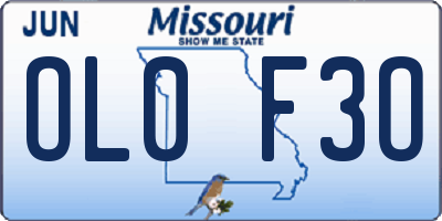 MO license plate OL0F3O