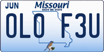 MO license plate OL0F3U