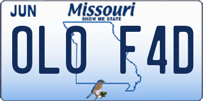 MO license plate OL0F4D