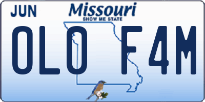 MO license plate OL0F4M