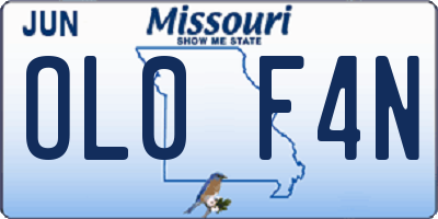 MO license plate OL0F4N