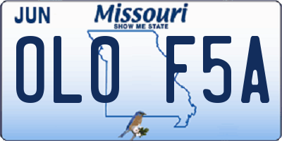 MO license plate OL0F5A