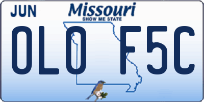 MO license plate OL0F5C