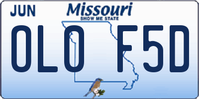 MO license plate OL0F5D