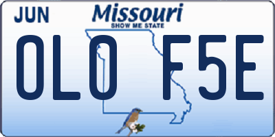MO license plate OL0F5E