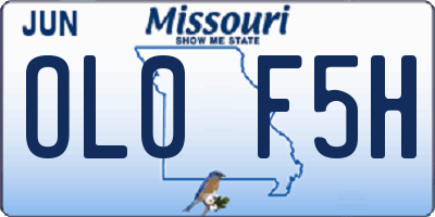 MO license plate OL0F5H