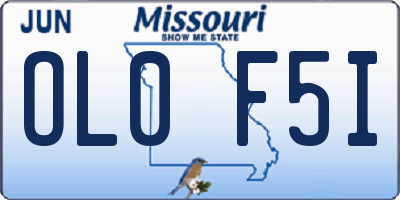 MO license plate OL0F5I
