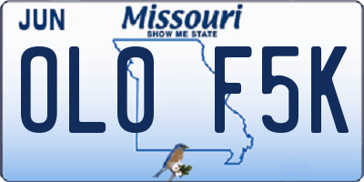 MO license plate OL0F5K