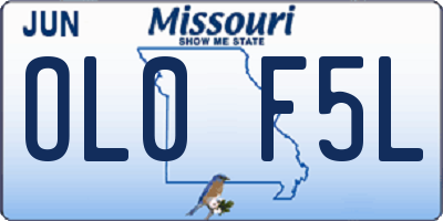 MO license plate OL0F5L