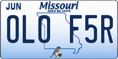 MO license plate OL0F5R