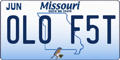 MO license plate OL0F5T