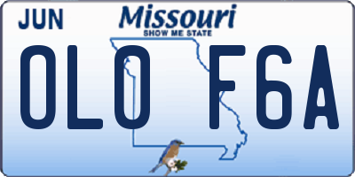 MO license plate OL0F6A