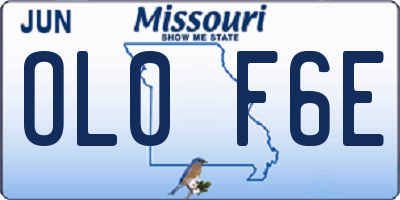 MO license plate OL0F6E