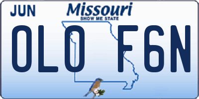MO license plate OL0F6N