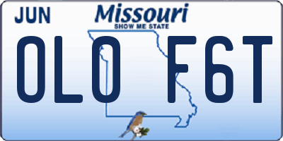 MO license plate OL0F6T
