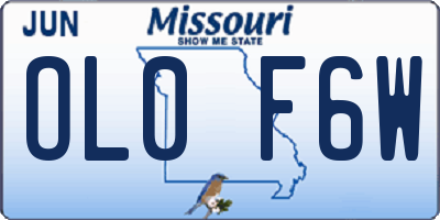 MO license plate OL0F6W