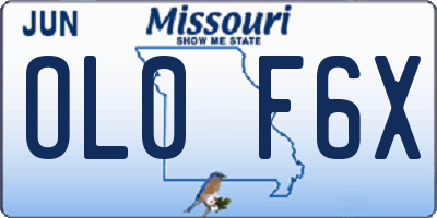 MO license plate OL0F6X