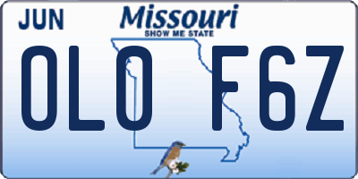 MO license plate OL0F6Z