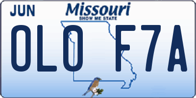 MO license plate OL0F7A