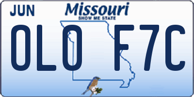 MO license plate OL0F7C
