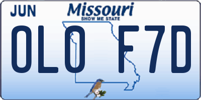 MO license plate OL0F7D