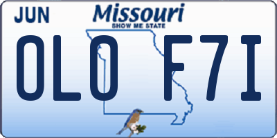 MO license plate OL0F7I