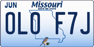 MO license plate OL0F7J