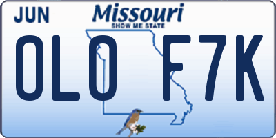 MO license plate OL0F7K