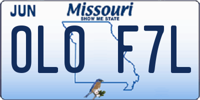 MO license plate OL0F7L
