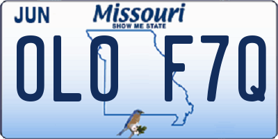 MO license plate OL0F7Q
