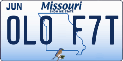 MO license plate OL0F7T