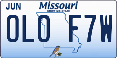 MO license plate OL0F7W