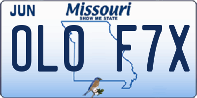 MO license plate OL0F7X