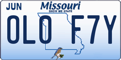 MO license plate OL0F7Y