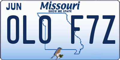 MO license plate OL0F7Z