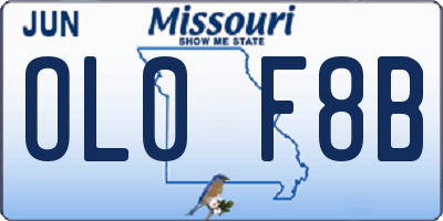 MO license plate OL0F8B