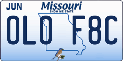 MO license plate OL0F8C