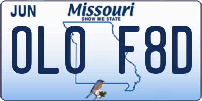 MO license plate OL0F8D