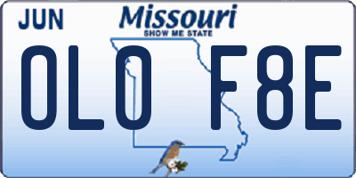 MO license plate OL0F8E
