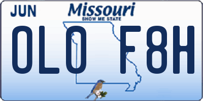 MO license plate OL0F8H